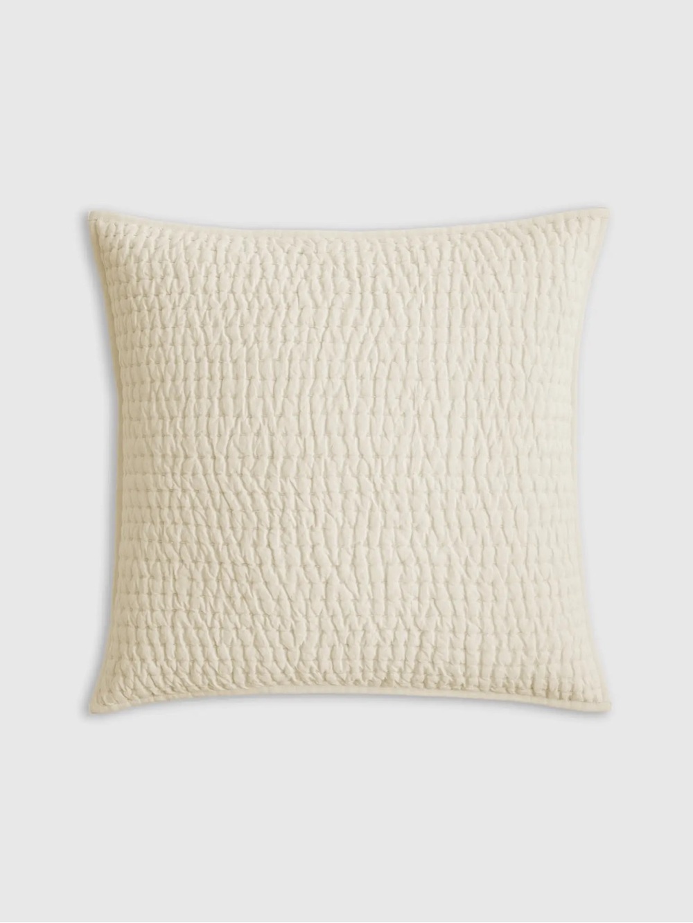 Quince European Linen Cotton Stitch Quilted Euro Sham~Ivory 26x26